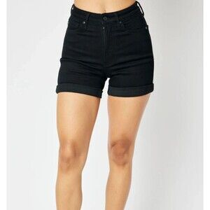 Judy Blue Jean Shorts Black High Rise Tummy Control Size Large